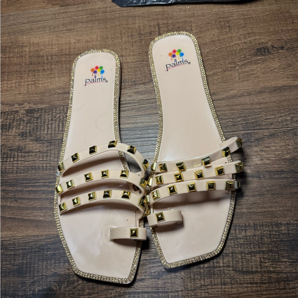Cream Studded Women's Sandals